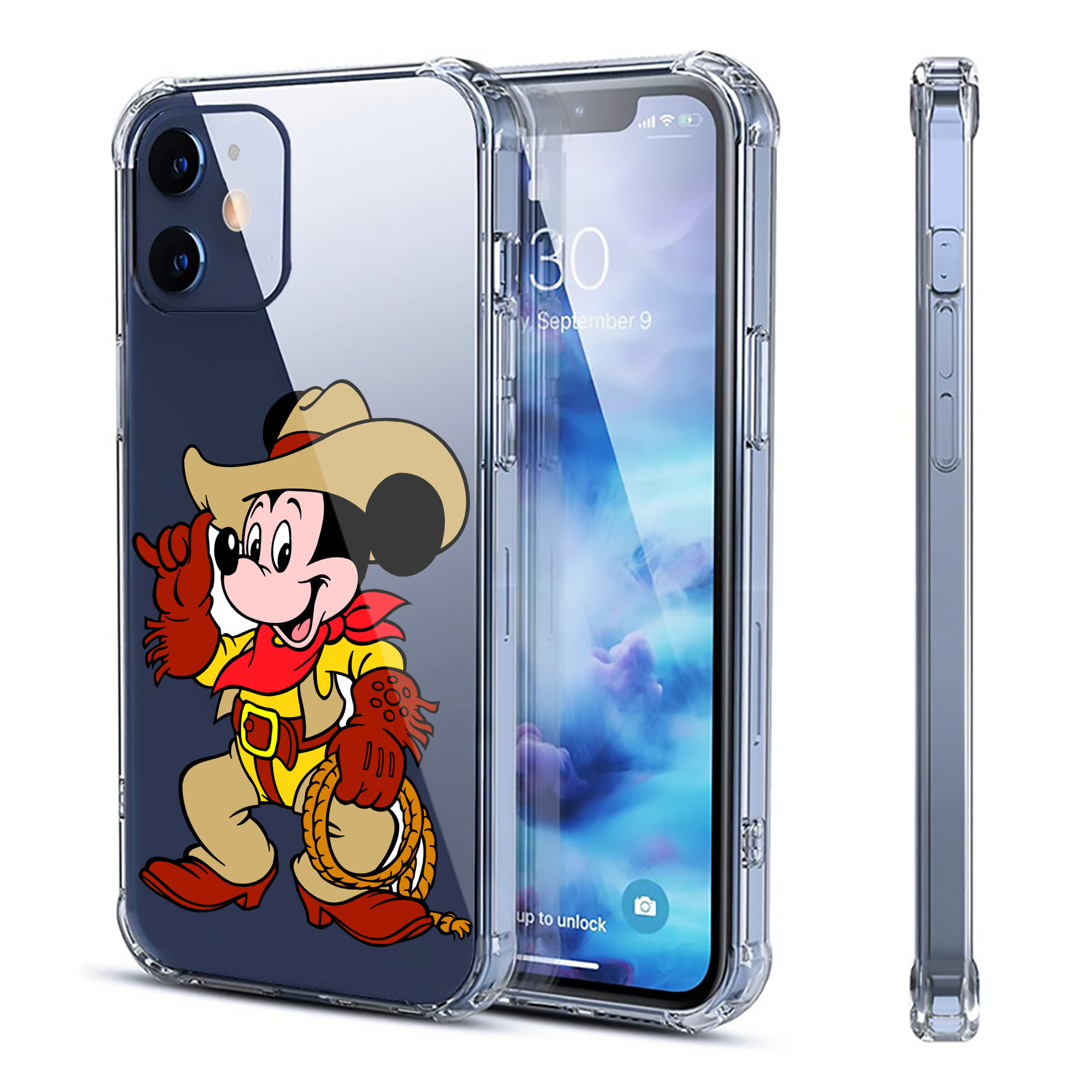 （画像用） ミッキーマウス Mickey Mouse 【iPhone 12シリーズ対応】透明スマホケース（クリアソフトケース）